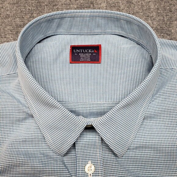 UNTUCKit Hildalgo WF Shirt Mens 3XL Blue Check Long Sleeve Button Up Cotton New - Picture 4 of 10